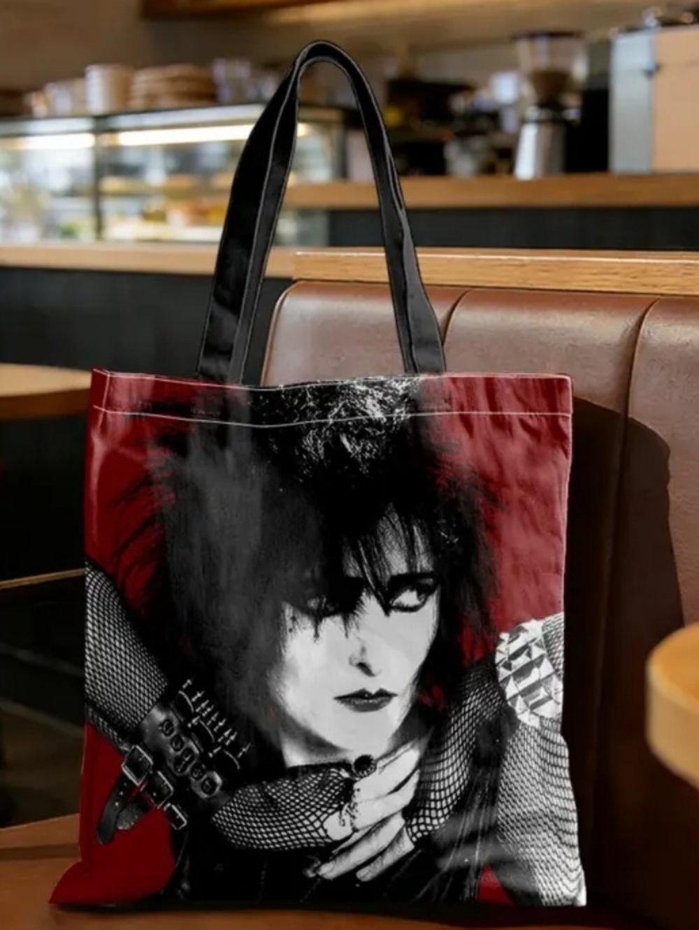 Black & Red Graphic Tote Bag with Siouxsie Print